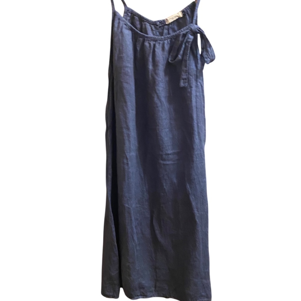 Lungo‎ L'Arno sz S Navy Blue 100% Linen Dress